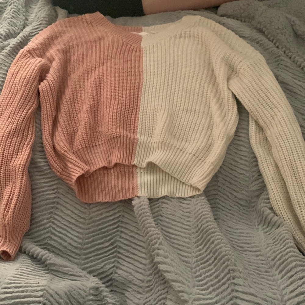 Pink and white cardigan